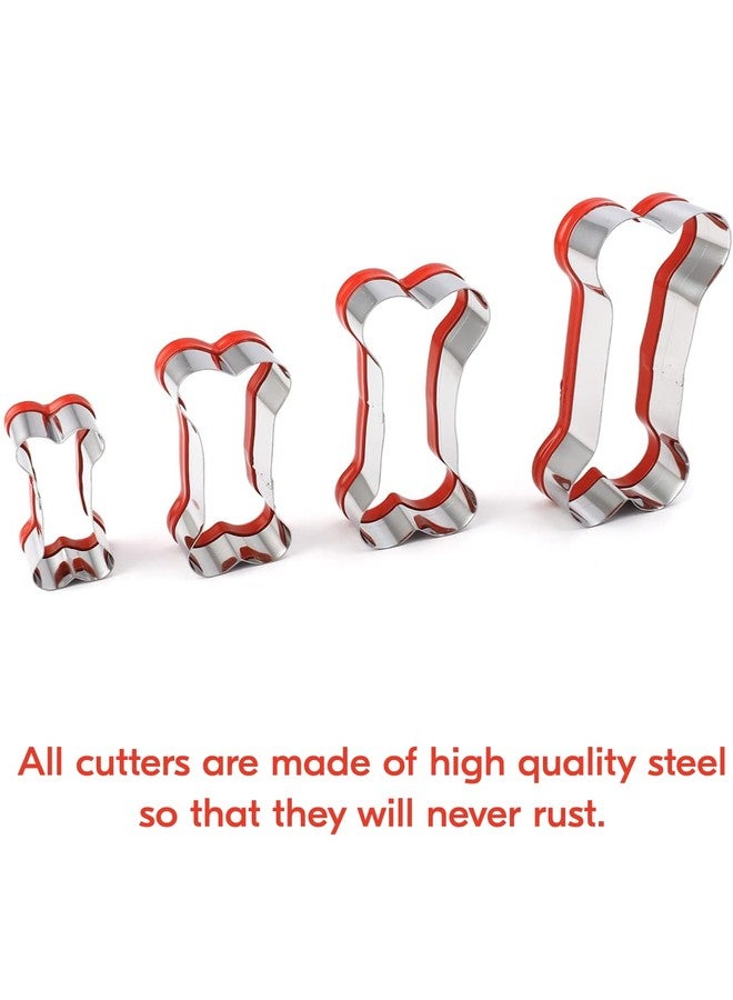 COOKIEQUE 4Pcs Large Dog Bone Cookie Cutters Set, Dog Treats Cookie Cutter, Dog Bone Shapes Cutters, Homemade Dog Biscuit Treats Cutters, Coated with Soft PVC for Protection,4.7" 3.9'' 3.2'' 2.4" - Image 4