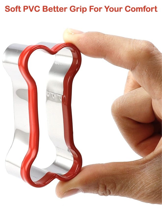 COOKIEQUE 4Pcs Large Dog Bone Cookie Cutters Set, Dog Treats Cookie Cutter, Dog Bone Shapes Cutters, Homemade Dog Biscuit Treats Cutters, Coated with Soft PVC for Protection,4.7" 3.9'' 3.2'' 2.4" - Image 2