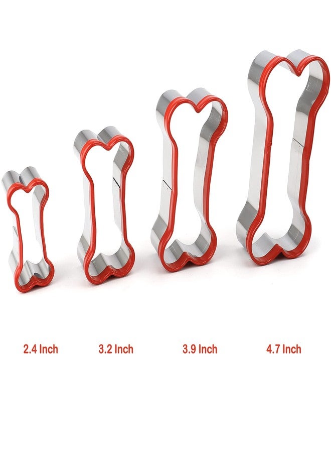 COOKIEQUE 4Pcs Large Dog Bone Cookie Cutters Set, Dog Treats Cookie Cutter, Dog Bone Shapes Cutters, Homemade Dog Biscuit Treats Cutters, Coated with Soft PVC for Protection,4.7" 3.9'' 3.2'' 2.4" - Image 3