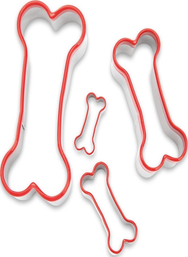 COOKIEQUE 4Pcs Large Dog Bone Cookie Cutters Set, Dog Treats Cookie Cutter, Dog Bone Shapes Cutters, Homemade Dog Biscuit Treats Cutters, Coated with Soft PVC for Protection,4.7" 3.9'' 3.2'' 2.4" - Image 1