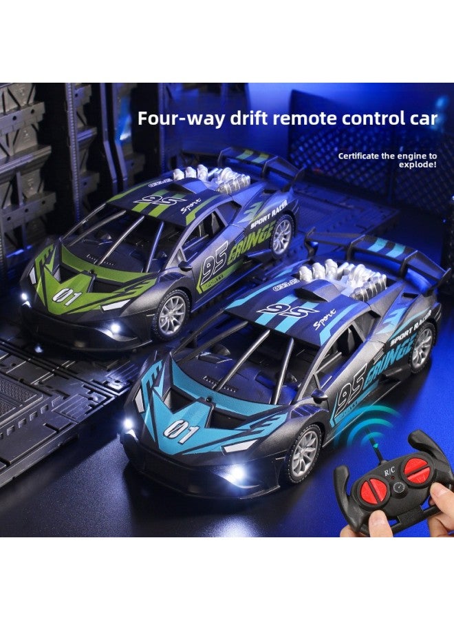 Four-way Remote Control Car Racing Remote Control Car Electric High-speed Car Children's Toy Remote Control Car Boy Toy Car-Color:Orange (charging Version) - Image 2