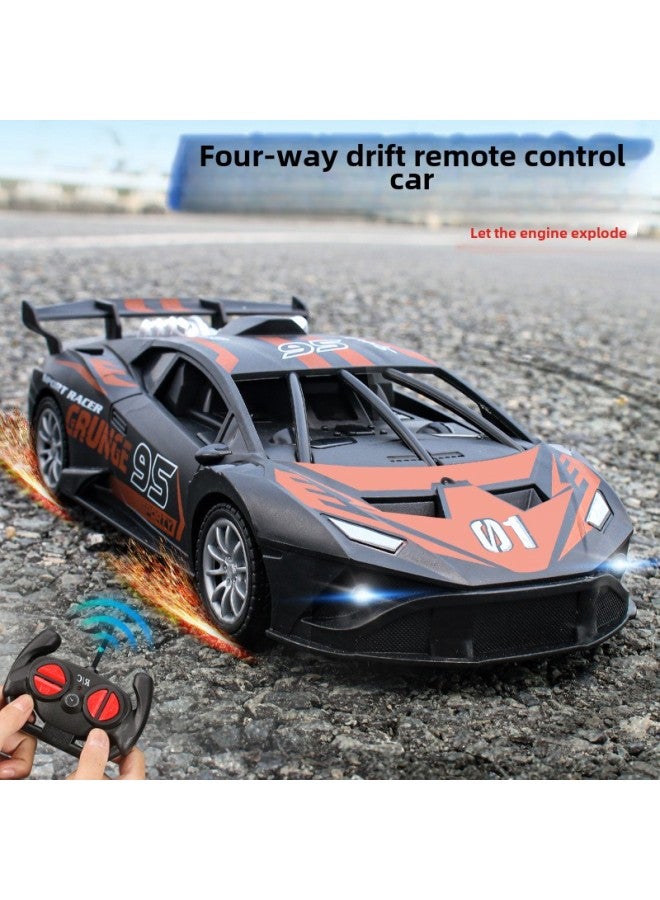 Four-way Remote Control Car Racing Remote Control Car Electric High-speed Car Children's Toy Remote Control Car Boy Toy Car-Color:Orange (charging Version) - Image 3
