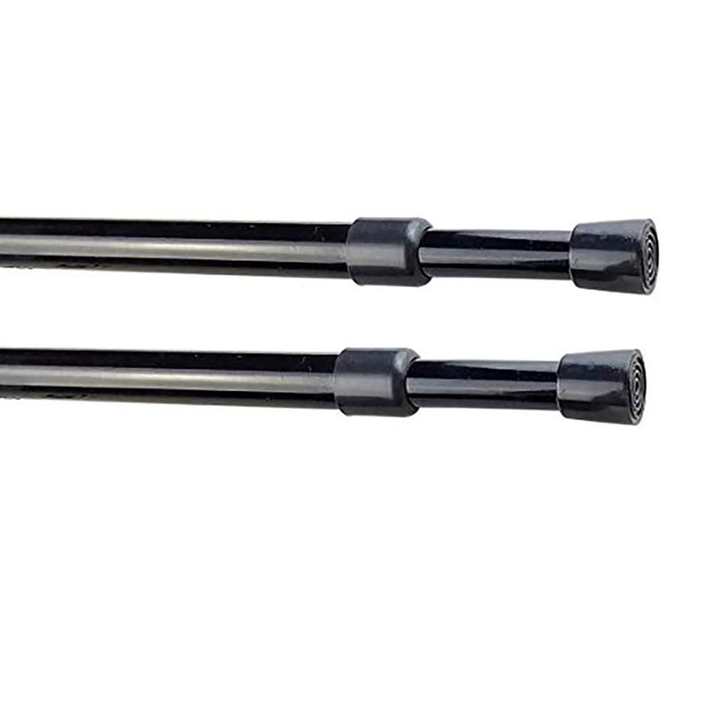 Blu-Pier Tech 2 Pack Spring Tensions Rods Steel Adjustable Length Curtain Rod, 28-43 Inches (Black)