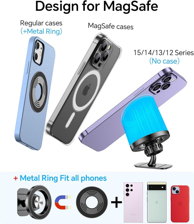 Coolpow MagSafe Car Mount - Strong Magnetic Phone Holder for iPhone 16/15/14 & All Phones with Metal Ring - Image 3