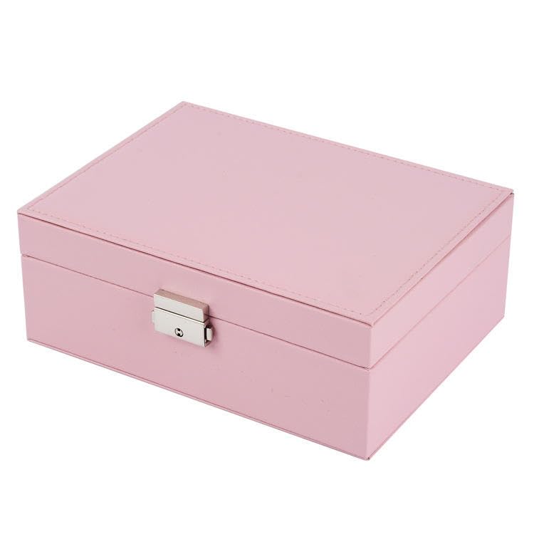 ketmart Jewelry Box Organizer for Women Girls,Large PU Leather Jewellery Storage Case with 2 Layers Display Holder & Removeable Tray for Earrings Rings Necklaces Bracelets(Color- Pink) - Image 1
