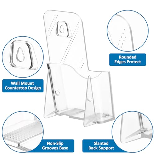 Argvey 4Pcs Acrylic Brochure Holder, Plastic Trifold 4 Inches Wide Pamphlet Holder Wall Mount/Countertop Organizer for Display Flyer, Booklet, Document, Literature - Image 5
