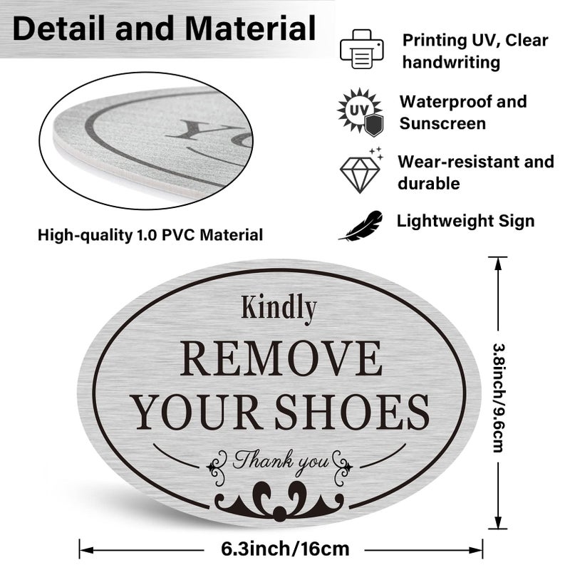 CARGEN 2 PACK Kindly Remove Your Shoes Oval Please Take Off Your Shoes No Shoes Sign Decal Sticker Home House Door Sign 6.3" x 3.8" - Image 2
