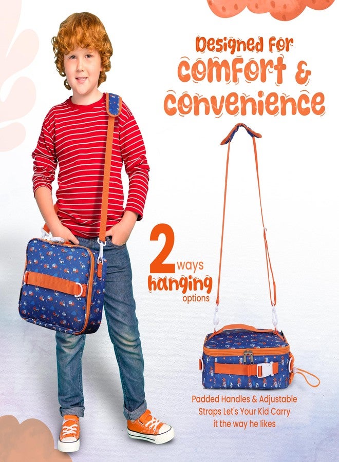 YOLAY Bento Lunch Bag for Kids with Insulated Walls That Keeps Your Lunch, Fruits, Snacks and Meals Warm & Fresh, Holds Lunch Box, Water Bottle and other Meals - Trucks, Standard - Image 2