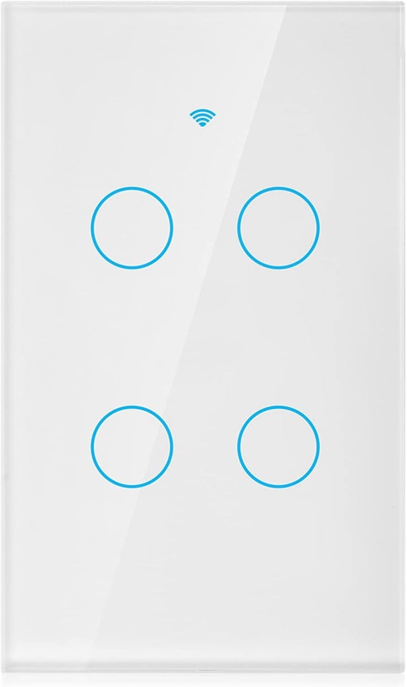 klarako 4-Way Smart WiFi Switch Wall Light Control Touch Screen Switch WiFi Remote Control Switch Voice Control Switch Single Circle for Alexa Google Home SIRI(US White) - Image 2
