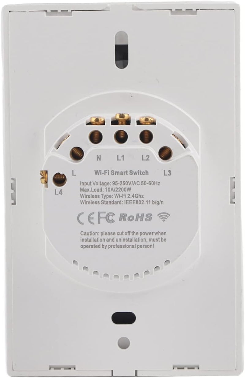 klarako 4-Way Smart WiFi Switch Wall Light Control Touch Screen Switch WiFi Remote Control Switch Voice Control Switch Single Circle for Alexa Google Home SIRI(US White) - Image 4