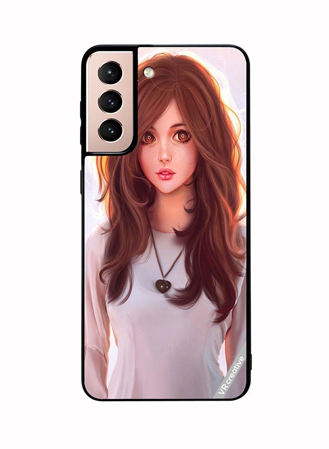 VR CREATIVE Protective Case Cover For Samsung Galaxy S21 Plus 5G Girl With Curly Hair Design Multicolour - Image 1