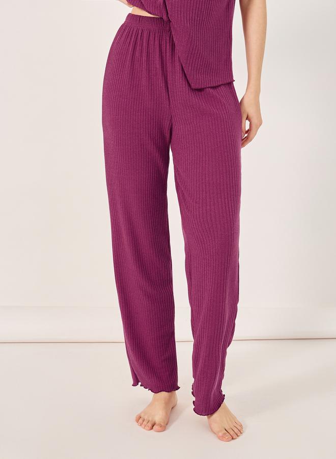 Styli Brushed Rib Lettuce Edge Shirt and Pyjama Set  - Image 5