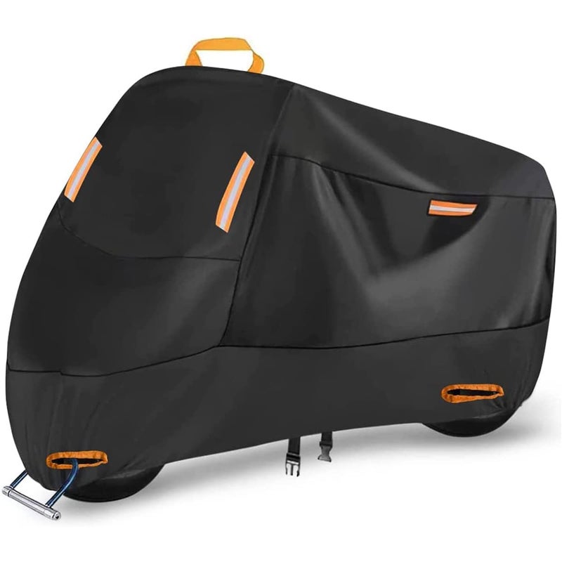 300D Motorbike Cover Waterproof Outdoor Seceles Durable All Season Protection Scooter Cover 4 Reflective Tape Storage Bag Fits up to 82 Funda para Moto XL 82 x 37 x 50