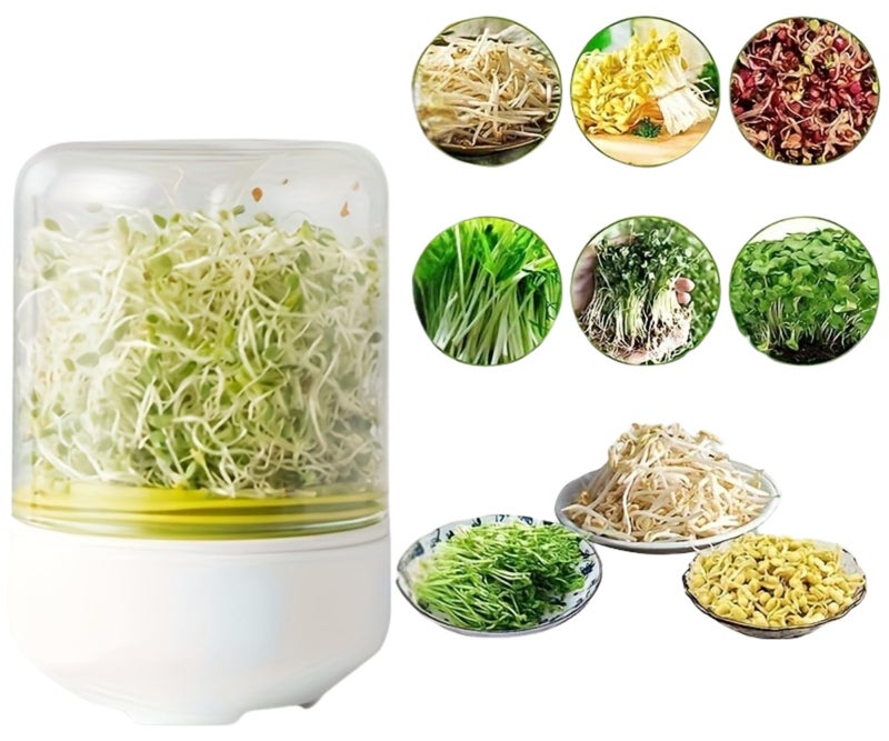 SHOPVILLA Multi Use Sprouts Maker Box - Countertop Sprouter Growing Kit|sprouts Maker Box with Stainless Steel Pipe, Sprouts Jar with Mesh Lid for All Seeds & Beans, Sprouts Making Box For All Season - Image 1