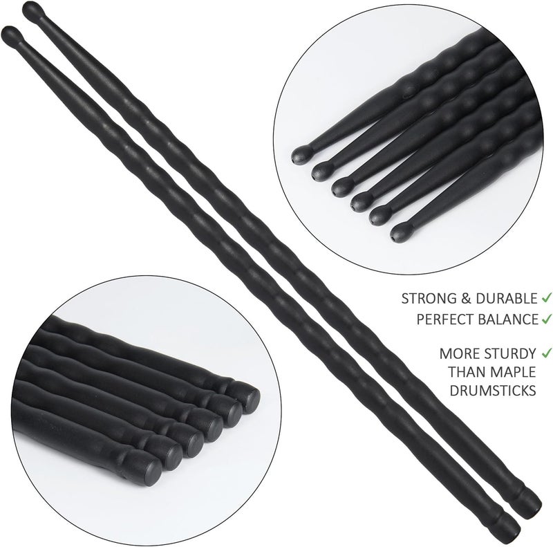 ARLX Drum sticks 5a drumsticks (3 Pair Black) - Image 2