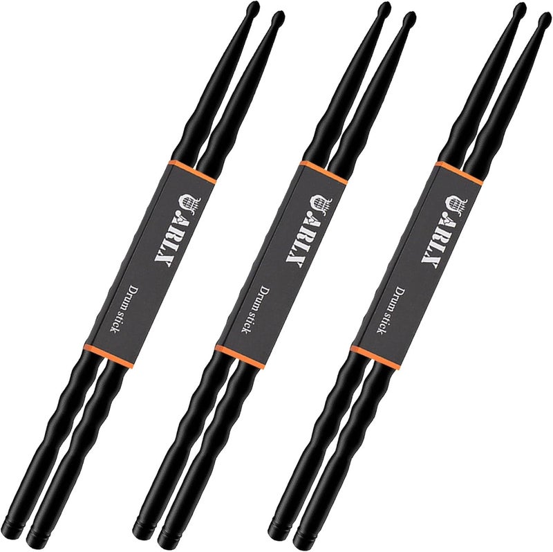 ARLX Drum sticks 5a drumsticks (3 Pair Black) - Image 1