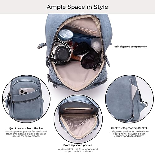 Alldaily Large Sling Bag for Women Crossbody Purse Leather Fashionable Trendy Chest Bag for Travel, Fanny Pack (Blue) - Image 3
