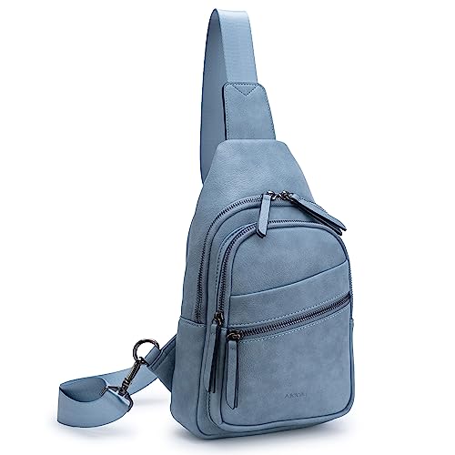 Alldaily Large Sling Bag for Women Crossbody Purse Leather Fashionable Trendy Chest Bag for Travel, Fanny Pack (Blue) - Image 1