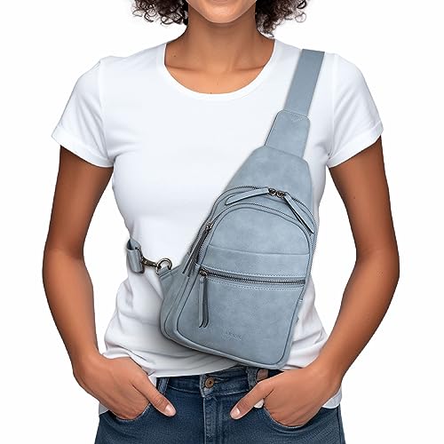 Alldaily Large Sling Bag for Women Crossbody Purse Leather Fashionable Trendy Chest Bag for Travel, Fanny Pack (Blue) - Image 2