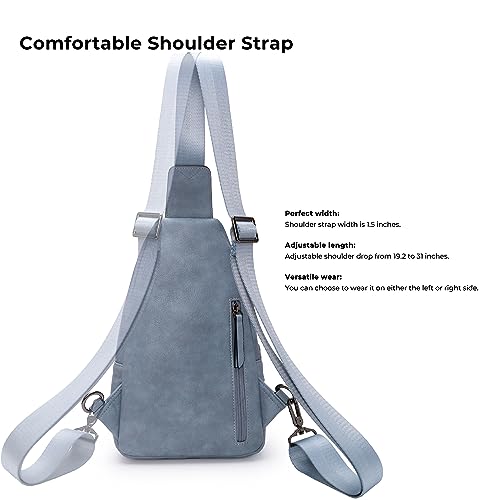 Alldaily Large Sling Bag for Women Crossbody Purse Leather Fashionable Trendy Chest Bag for Travel, Fanny Pack (Blue) - Image 4