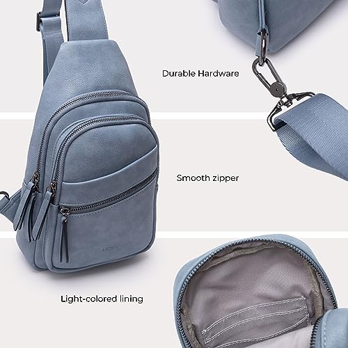 Alldaily Large Sling Bag for Women Crossbody Purse Leather Fashionable Trendy Chest Bag for Travel, Fanny Pack (Blue) - Image 5