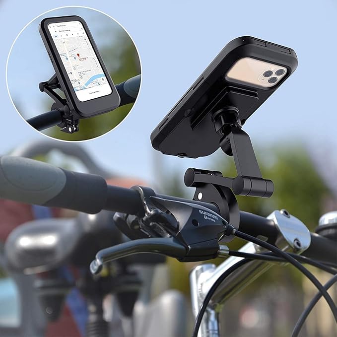 TAZLYN Smartphone Mobile Phone Holder for Bike GPS Navigation Firm Locking Anti Shake,360 Degree Rotation TPU Touch-Screen Charging Adjustable for Bike Bicycle Mobile Phone Holder (Black Pack of 1) - Image 5