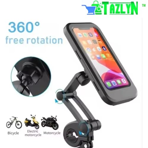 TAZLYN Smartphone Mobile Phone Holder for Bike GPS Navigation Firm Locking Anti Shake,360 Degree Rotation TPU Touch-Screen Charging Adjustable for Bike Bicycle Mobile Phone Holder (Black Pack of 1) - Image 2