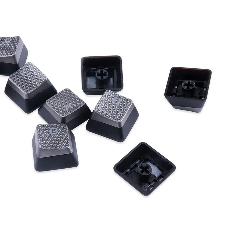 HUYUN 10Keys Backlit Textured Keycaps Replacement for Corsair K100 and K70PRO Mechanical Gaming Keyboard (Silver Grey Hexagonal) - Image 5