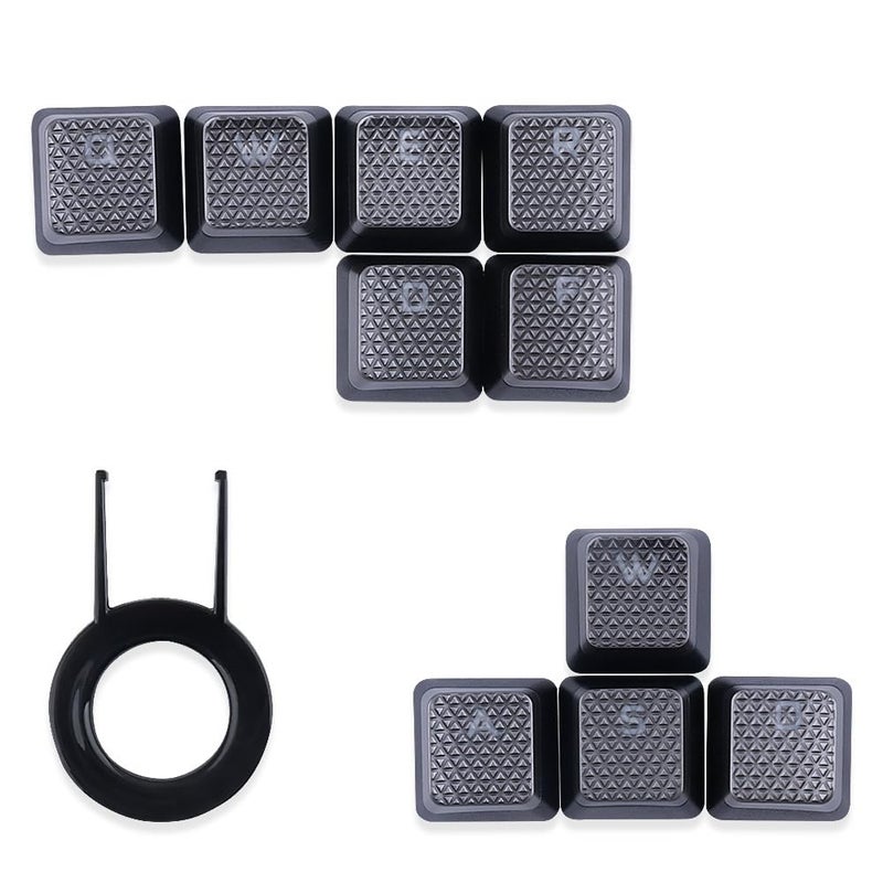 HUYUN 10Keys Backlit Textured Keycaps Replacement for Corsair K100 and K70PRO Mechanical Gaming Keyboard (Silver Grey Hexagonal) - Image 1