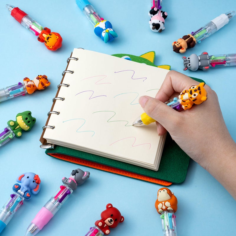 DMIGHT Mini Safari Animal Multicolor Pens in One 4-in-1 Cute Pens Bulk for Kids, Ballpoint Pen for Birthdays and Children's Parties, Fun Gifts Assorted Ink Kawaii Pen (24, Multicolor, 24) - Image 4
