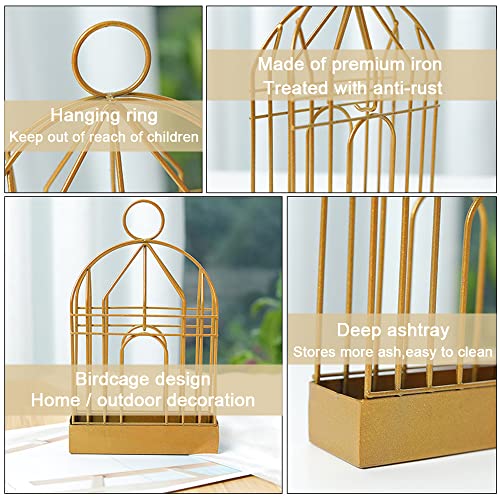 MeeTo Portable Metal Mosquito Coil Holder Incense Holder Retro Incense Coil Burner, Hanging Bird Cage Outdoor Home Garden Decor for Bar Courtyard Office Desktop, Golden Color, (Pack of 1) - Image 3