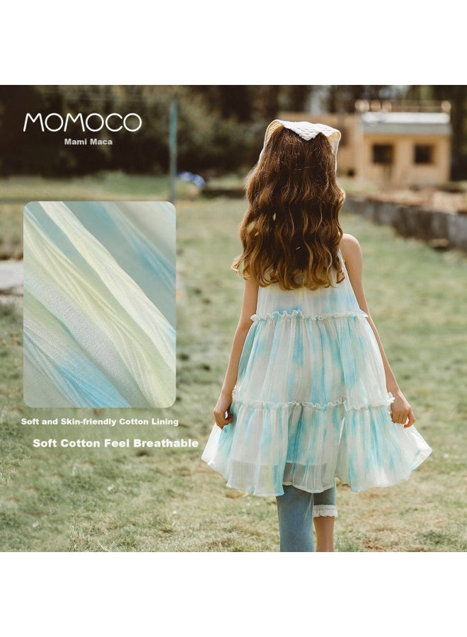 momoco Mami Maka Momoco Children's Dress, Summer Girls' Dress, Sweet Halter Neck Dress, Green, 120 - Image 2
