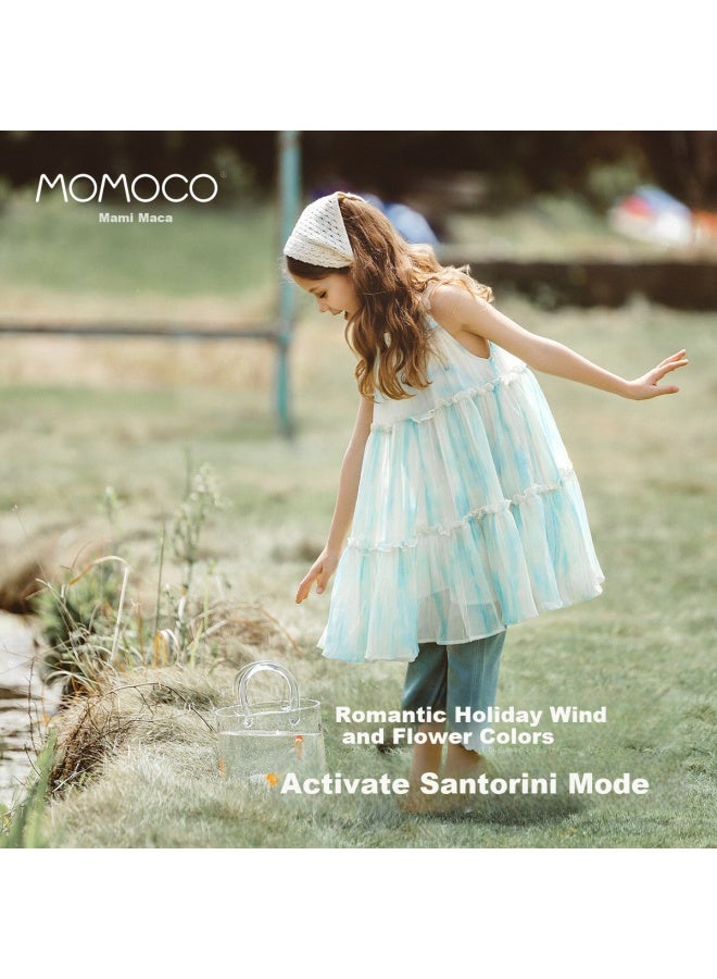 momoco Mami Maka Momoco Children's Dress, Summer Girls' Dress, Sweet Halter Neck Dress, Green, 120 - Image 1