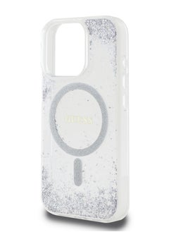 GUESS iPhone 16 Pro Magsafe case IML Hard Cover with Marble Design / Drop protection / Slim Profile / Comfortable Grip-Silver  - Image 2