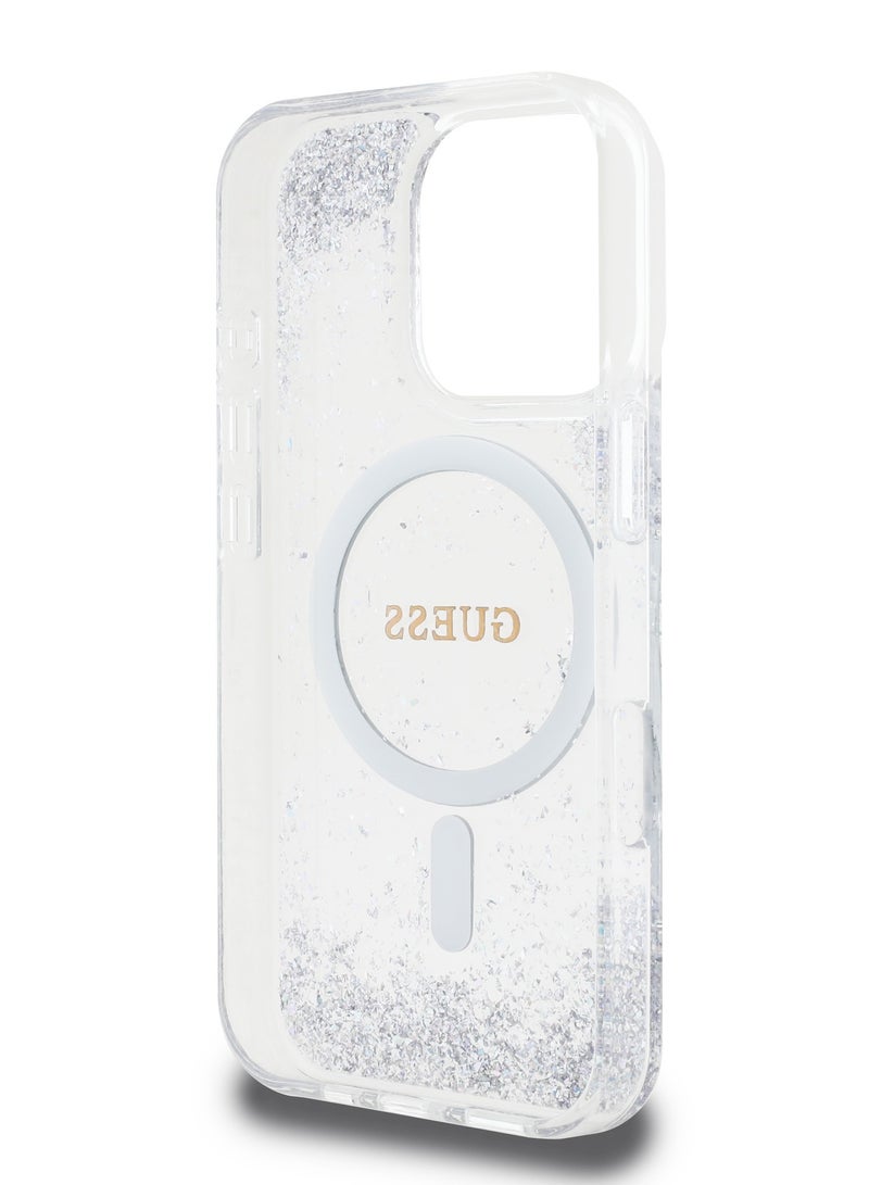 GUESS iPhone 16 Pro Magsafe case IML Hard Cover with Marble Design / Drop protection / Slim Profile / Comfortable Grip-Silver - Image 4