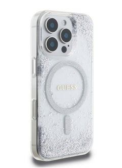 GUESS iPhone 16 Pro Magsafe case IML Hard Cover with Marble Design / Drop protection / Slim Profile / Comfortable Grip-Silver  - Image 3