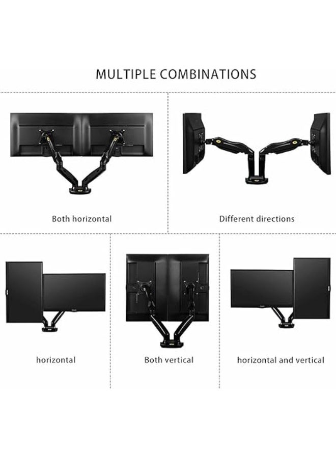 Dual Monitor Desktop Mount – Gas Piston Arm for 17-27 inch Monitors, 2-9 kg per arm, with 2 USB 3.0 Ports - Image 3