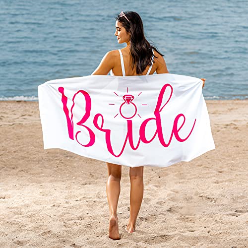 Ethisa Bride Beach Towel for Honeymoon and Bachelorette Party - Pink Design for Beach Bachelorette Party - Mrs Beach Towel for Bride to Be - Just Married Beach Wedding and Engagement Gift - 60"x30" - Image 2