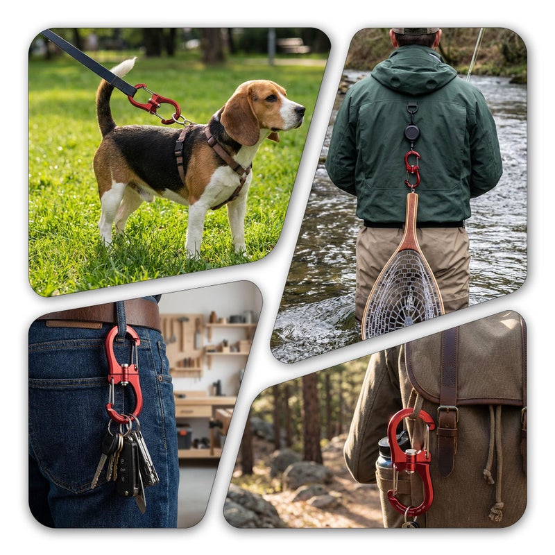 FresKaro 1kN Swivel Carabiner Clip, Heavy Duty Double-Ended Wire gate Carbineers, Small Non Locking Carabiners for Keys, Keychain, Hiking, Camping, Golf Bag, Water Bottle, Backpacking, Red, 5pcs - Image 4