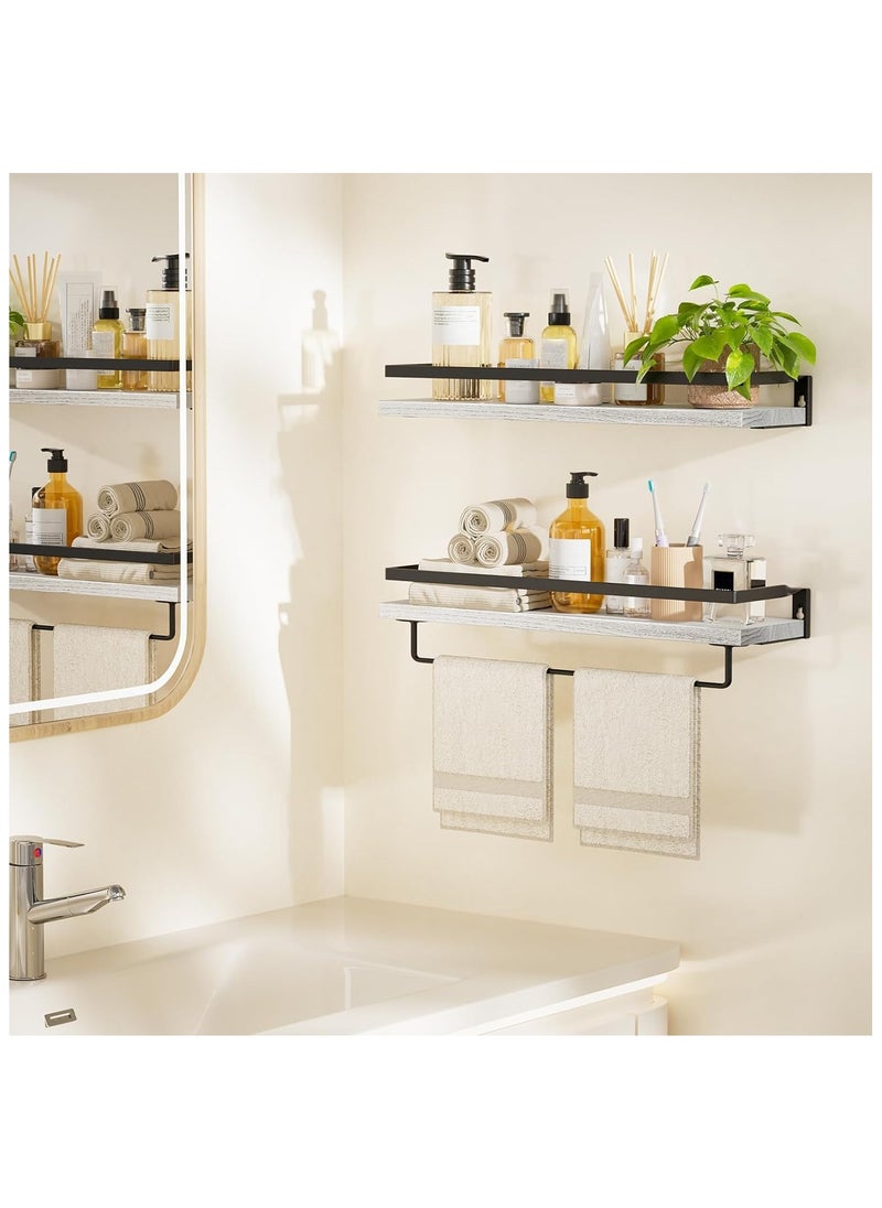 Generic Floating Shelves, Wall Shelves for Bathroom, Kitchen, Bedroom, Bathroom Shelf with Towel Bar, Decor Shelves Set of 2, White  - Image 2