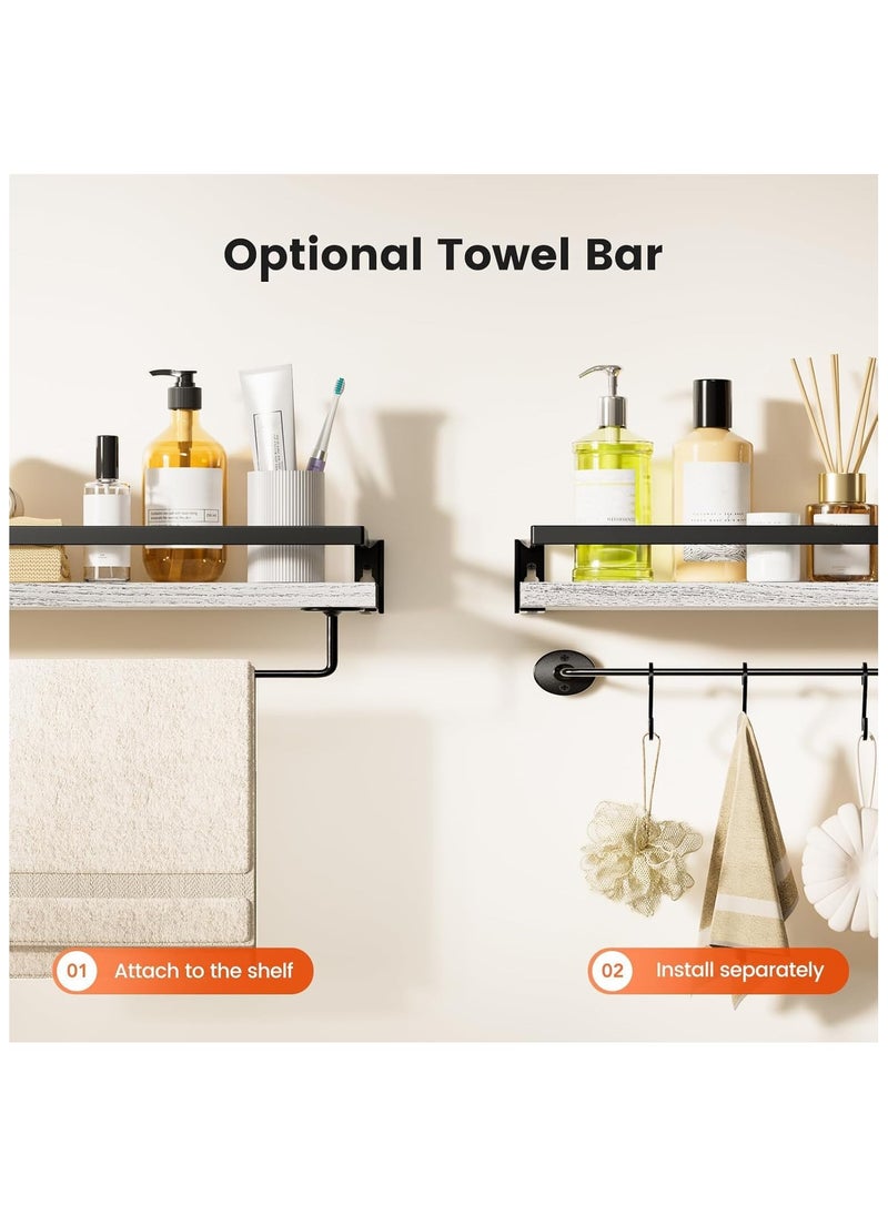 Generic Floating Shelves, Wall Shelves for Bathroom, Kitchen, Bedroom, Bathroom Shelf with Towel Bar, Decor Shelves Set of 2, White  - Image 5