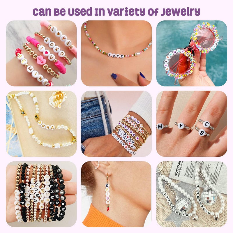 1000 Pcs Letter Beads Kits with Elastic String, Round Alphabet Beads for Bracelet Making DIY Crafts Friendship Bracelet - Image 2