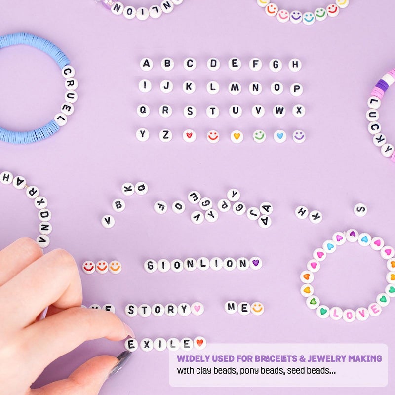 1000 Pcs Letter Beads Kits with Elastic String, Round Alphabet Beads for Bracelet Making DIY Crafts Friendship Bracelet - Image 3