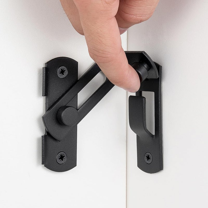 INIRET 4 Packs Matte Black 90 Degree Flip Barn Door Lock LatchesStainless Steel Gate Latch Security Door Latch for Barn Door Safety Door LockSliding Door Antique Lock Wine Cabinet Closet