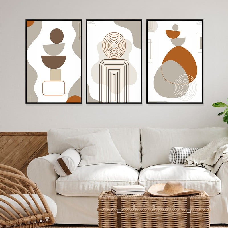 Marktna Three canvas paintings in a bohemian art design with a hollow frame, measuring (150×70), three pieces - Image 2