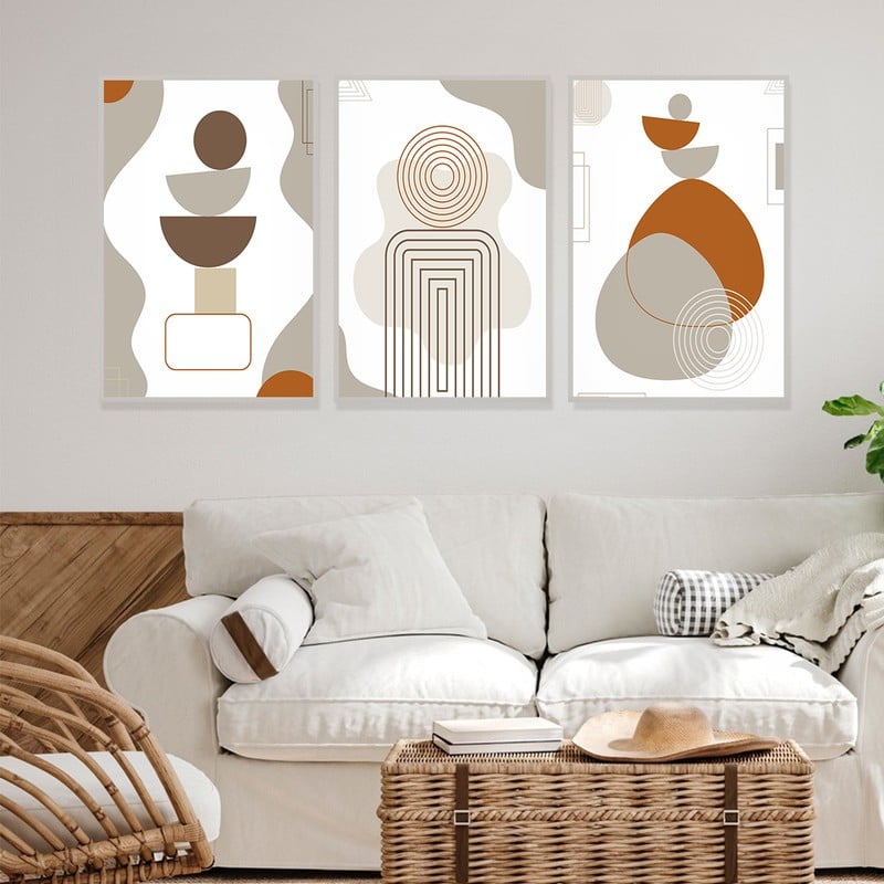 Marktna Three canvas paintings in a bohemian art design with a hollow frame, measuring (150×70), three pieces - Image 3