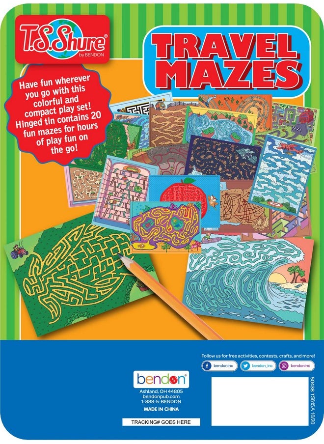 Bendon Ts Shure Travel Games Mazes Mini Activity Tin With 20 Illustrated Activity Sheets And Pencil And Tin 50438  - Image 3
