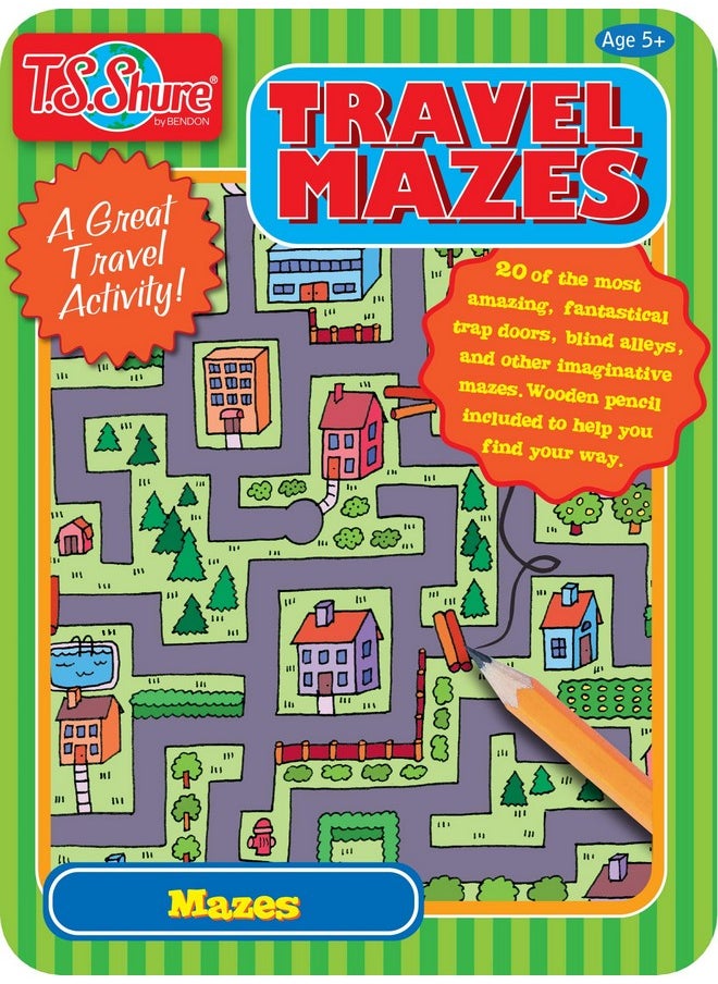 Bendon Ts Shure Travel Games Mazes Mini Activity Tin With 20 Illustrated Activity Sheets And Pencil And Tin 50438  - Image 2