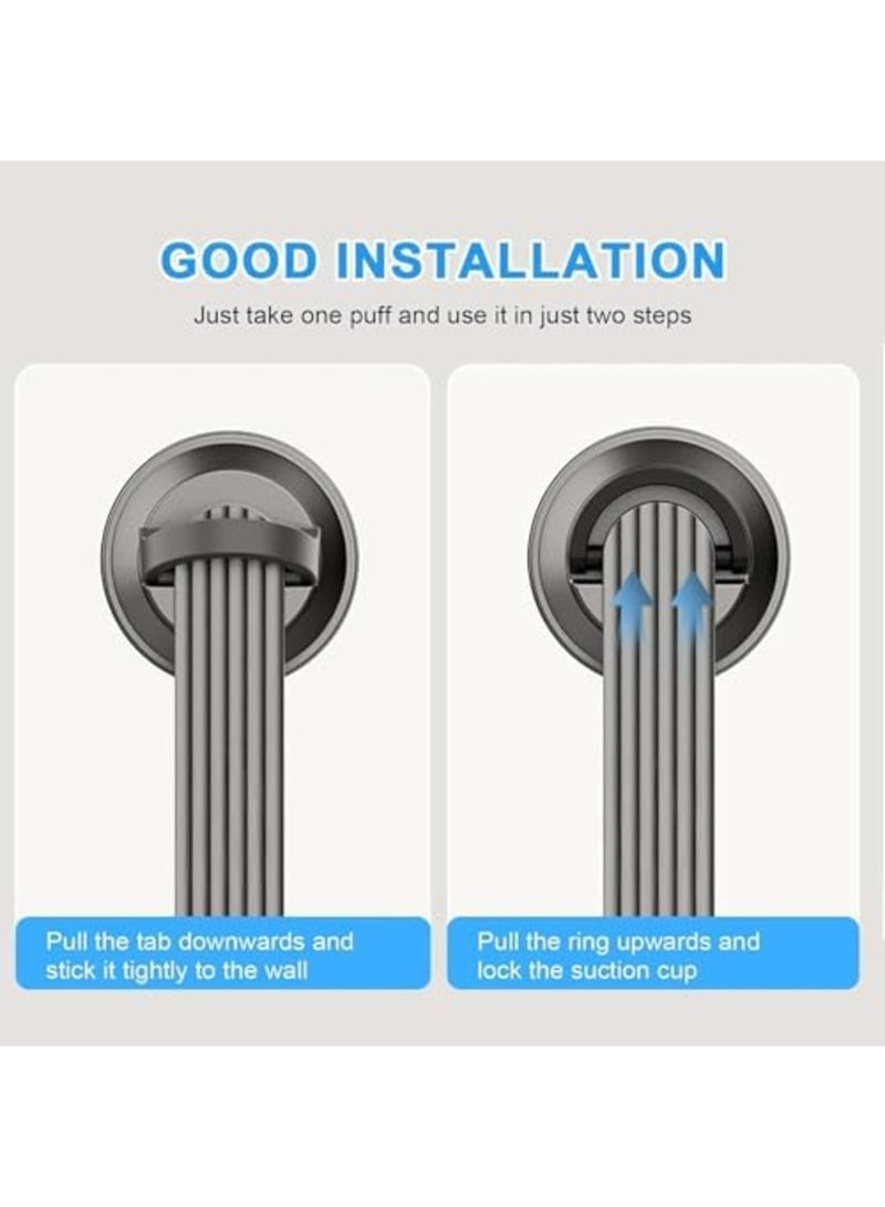 SYOSI Wall Mounted Foldaway Clothes Drying Rack with Suction Cup – Foldable, Retractable, Portable Laundry Rack Made from Space Aluminum, Durable All-Metal Design for Bathroom, Balcony, and RV Use (Grey) - Image 3