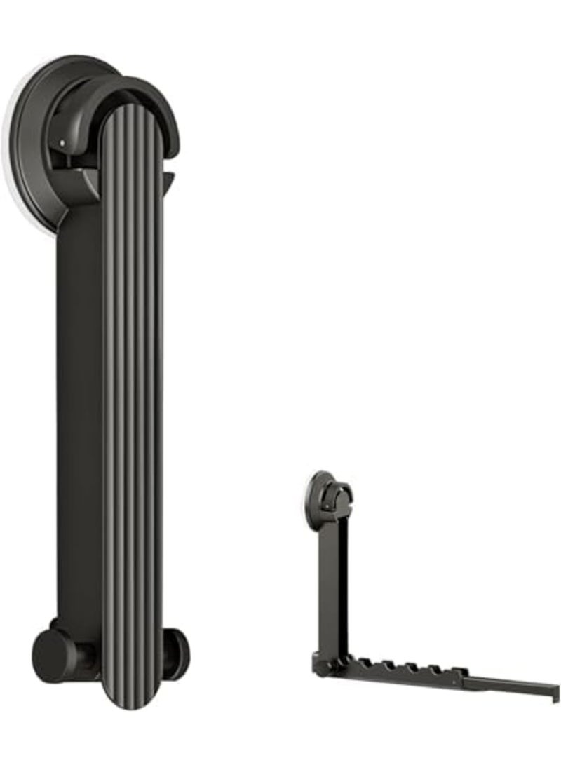 SYOSI Wall Mounted Foldaway Clothes Drying Rack with Suction Cup – Foldable, Retractable, Portable Laundry Rack Made from Space Aluminum, Durable All-Metal Design for Bathroom, Balcony, and RV Use (Grey) - Image 1